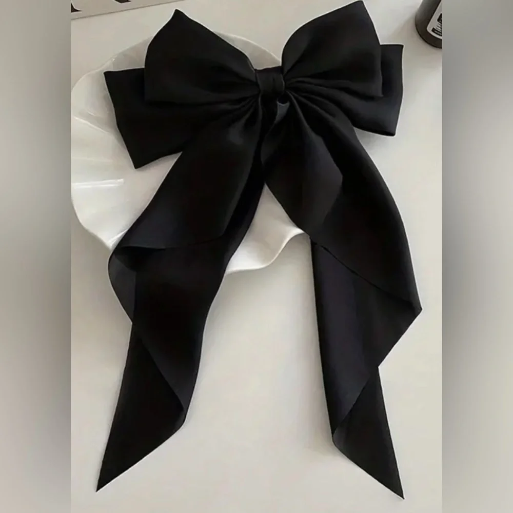 Bow hair clips- set of 3- Red, black, and white